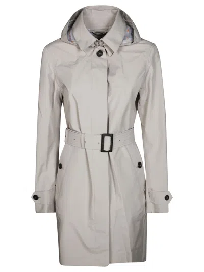 Save The Duck Tailored Trench Coat With Belted Waist In Gray