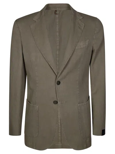 Santaniello Tailored Lino Ramiè Blazer With Two-button Closure In Green