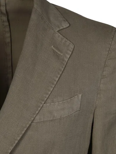 Santaniello Tailored Lino Ramiè Blazer With Two-button Closure In Green