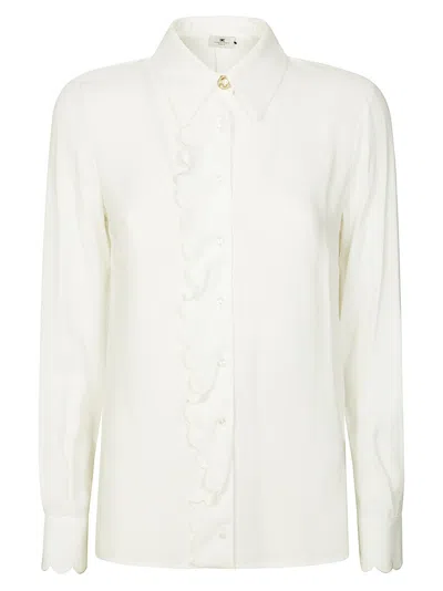 Elisabetta Franchi Classic Ruffle-trimmed Silk Blouse