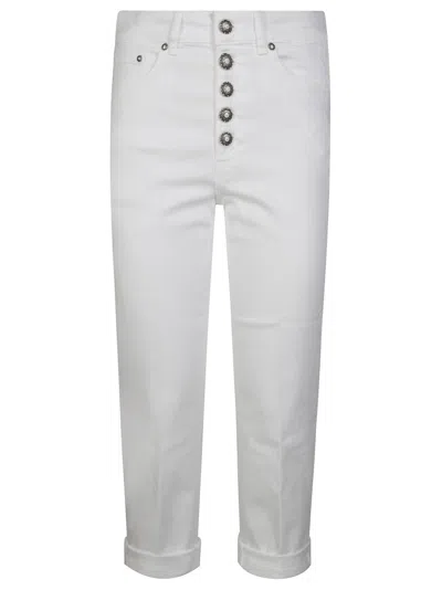 Dondup Cropped Cotton-blend Denim Jeans With Button Detailing