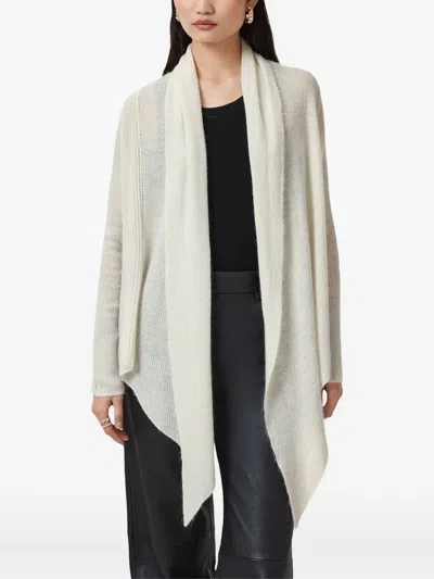Allsaints Harper Open Front Draped Cardigan In White