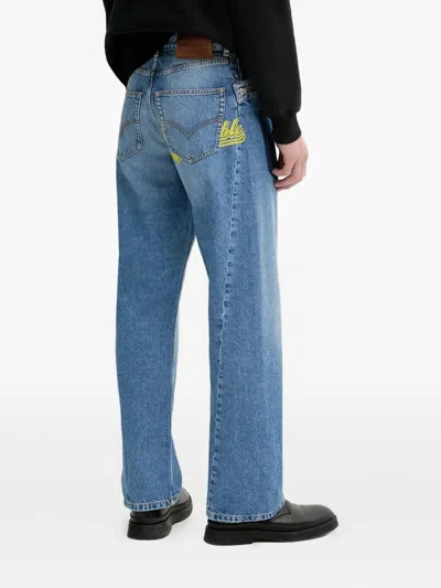 Bluemarble Twisted-seams Logo-print Jeans In Blue