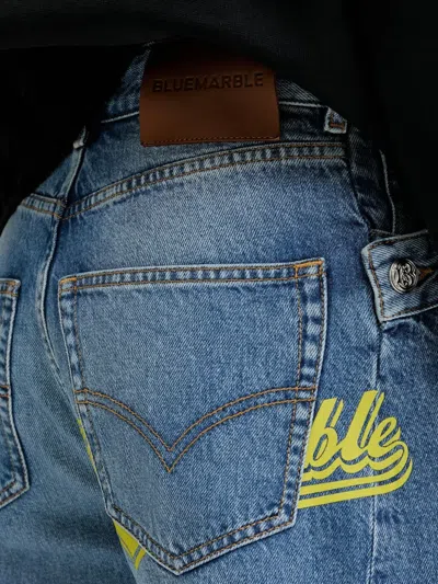 Bluemarble Twisted-seams Logo-print Jeans In Blue