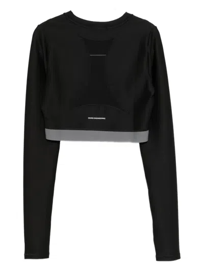 On Running Train Long-sleeves Crop Top In Black
