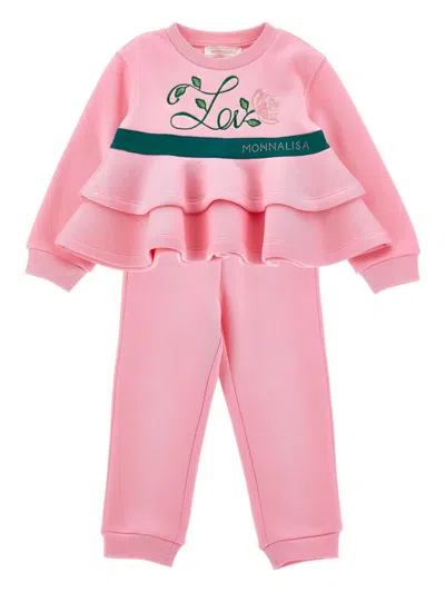 Monnalisa Frill-detail Tracksuit In Pink