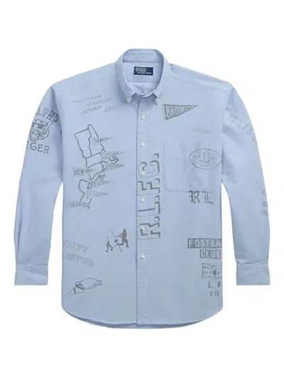 Polo Ralph Lauren Casual Shirt With Graphic Print And Chest Pocket In Blue