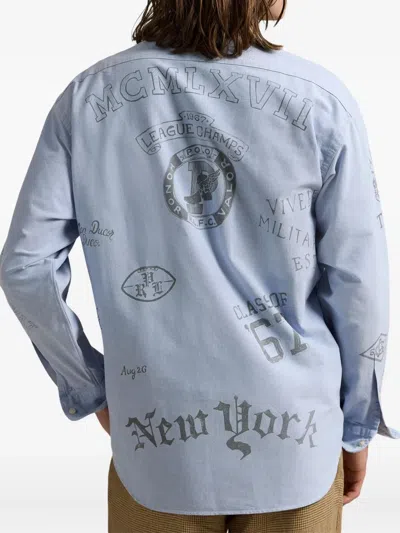 Polo Ralph Lauren Casual Shirt With Graphic Print And Chest Pocket In Blue