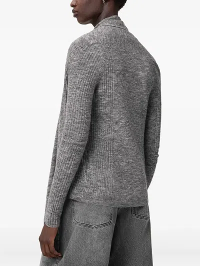 Allsaints Harper Knitted Open Cardigan In Gray