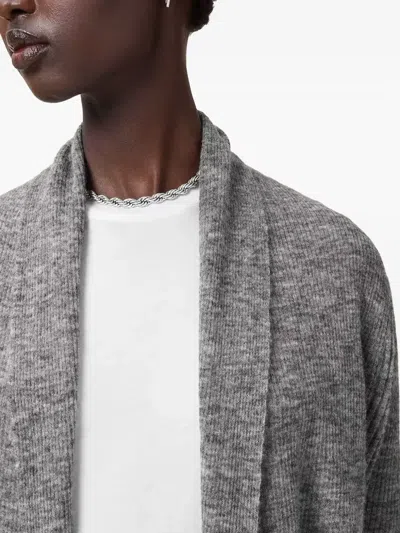 Allsaints Harper Knitted Open Cardigan In Gray
