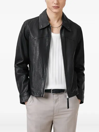 Allsaints Nellcot Zip Up Leather Jacket In Black