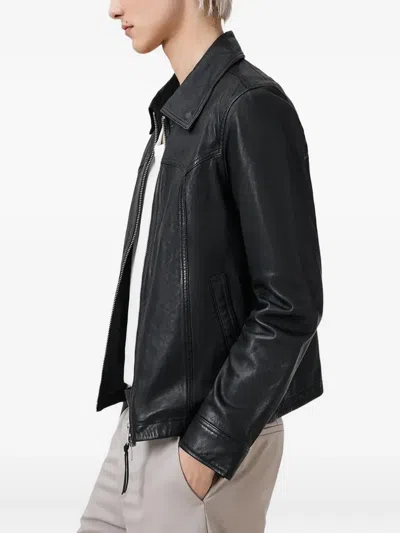 Allsaints Nellcot Zip Up Leather Jacket In Black