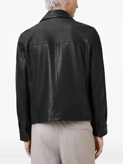 Allsaints Nellcot Zip Up Leather Jacket In Black