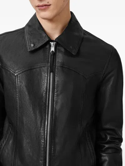 Allsaints Nellcot Zip Up Leather Jacket In Black