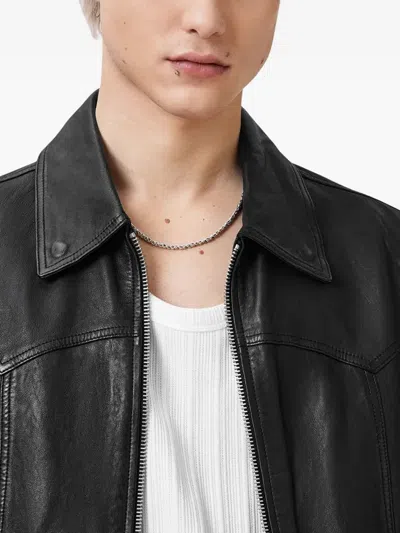 Allsaints Nellcot Zip Up Leather Jacket In Black