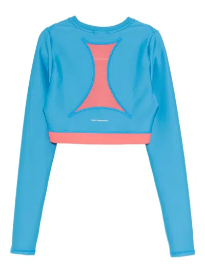 On Running Train Long-sleeves Crop Top In Blue