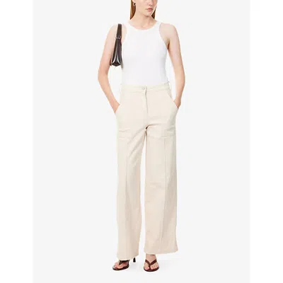 Represent Womens Energy Wide-leg Stretch-denim Blend Trousers Beige