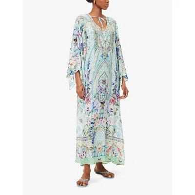 Camilla Womens Sunrise In Sintra V-neck Silk Kaftan In Blue