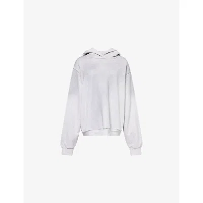 Acne Studios Womens Oversized Brand-print Cotton-blend Hoody Pale Grey Melange