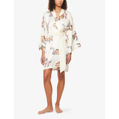 Olivia Von Halle Womens Mimi Cora Goldfish Silk-satin Robe