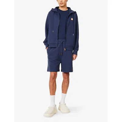 Moncler Genius X Gilga Farm By Donald Glover Logo-patch Relaxed-fit Cotton-jersey Shorts Navy In Blue