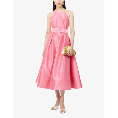 Rebecca Vallance Womens Maple Halterneck Woven Midi Dress Bubblegum In Pink