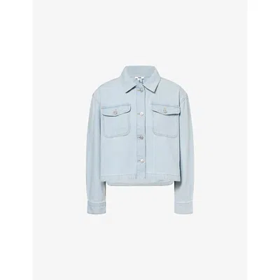 Paige Womens Natalia Crop Denim Jacket Windward In Blue