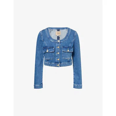 Paige Womens Kiara Crop Stretch-denim Jacket Passage In Blue