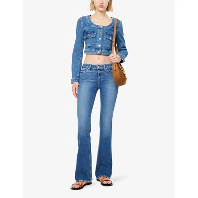 Paige Womens Kiara Crop Stretch-denim Jacket Passage In Blue