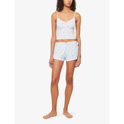 Lounge Underwear Womens Fruit-print Modal-jersey Pyjama Cami Top Blue
