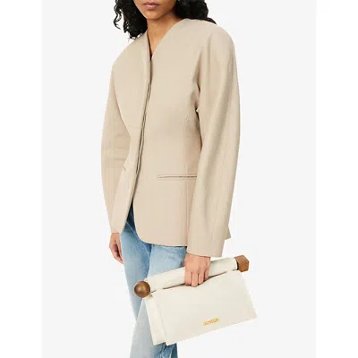 Jacquemus Womens The Rond Carré Linen Clutch Light Greige