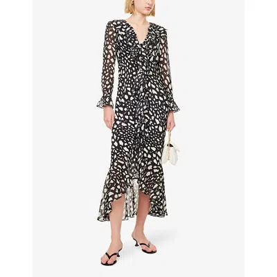Rixo London Rixo Womens Carnation Olive Franchi V-neck Cotton-poplin Midi Dress