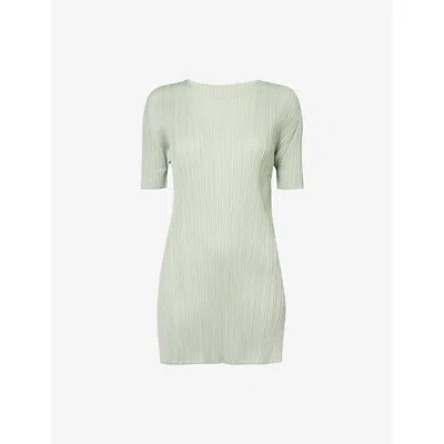 Issey Miyake Womens Monthly June Round-neck Knitted Top Pastel Green In Green