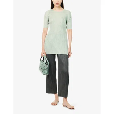 Issey Miyake Womens Monthly June Round-neck Knitted Top Pastel Green In Green