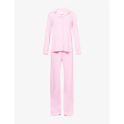 The Nap Co Womens Ru & Rocka X  Ribbed Long-sleeve Modal-jersey Pyjama Set Candy Pink Xs