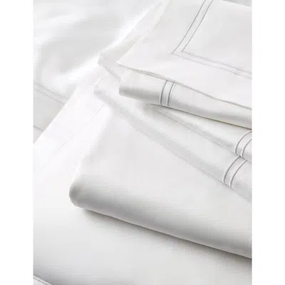 The White Company Symons Double-row Cord Egyptian Cotton Flat Sheet Emperor Size 320x290cm Whtesilver