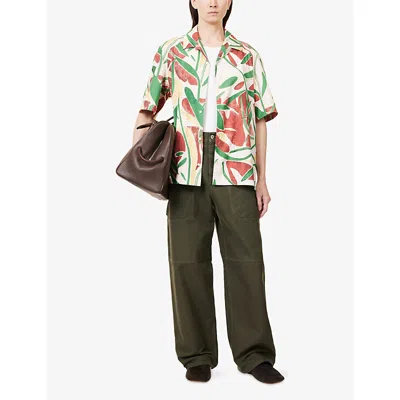 Jacquemus Mens La Chemise Fonccio Graphic-print Cotton Shirt Abstract Vegetal Pi In Green