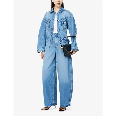 Jacquemus Womens The Ovalo De-nîmes Wide-leg Denim Jeans Blue Tabac
