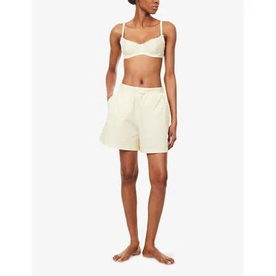 Lounge Underwear Womens Stripe Boxer-style Cotton Shorts Yellow Stripe