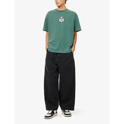 Obey Mens Oliver Wide-leg Denim Trousers Black In Black