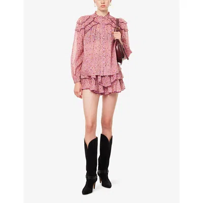 Isabel Marant Étoile Jocadia Tiered Ruffled Printed Cotton-gauze Shorts In Pink
