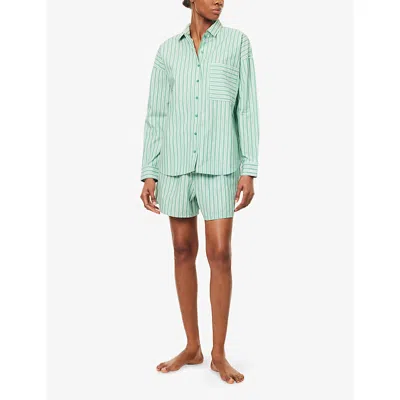Lounge Underwear Womens Pinstripe Cotton Shorts Green
