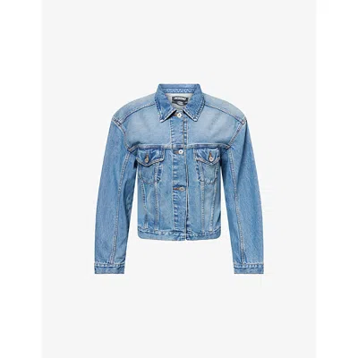Jacquemus Womens La Veste De-nîmes Cinched-waist Denim Jacket Blue Tabac
