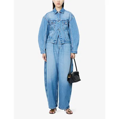 Jacquemus Womens La Veste De-nîmes Cinched-waist Denim Jacket Blue Tabac
