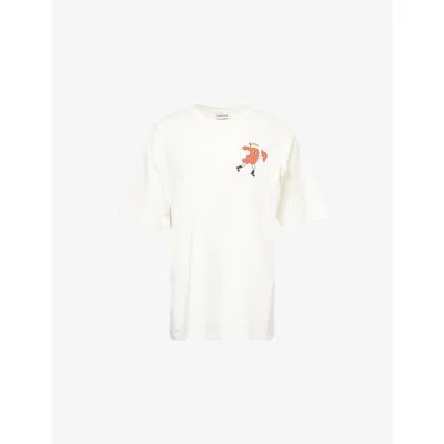 Damson Madder Womens Apple Peel Graphic-print Cotton-jersey T-shirt Ecru In White