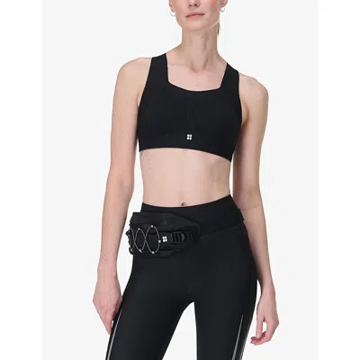Sweaty Betty Womens Black C Zero Gravity Running Bra In Black