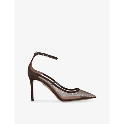 Aquazzura 85mm Love Affair Ankle-strap Mesh Pumps