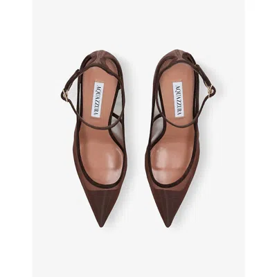 Aquazzura 85mm Love Affair Ankle-strap Mesh Pumps