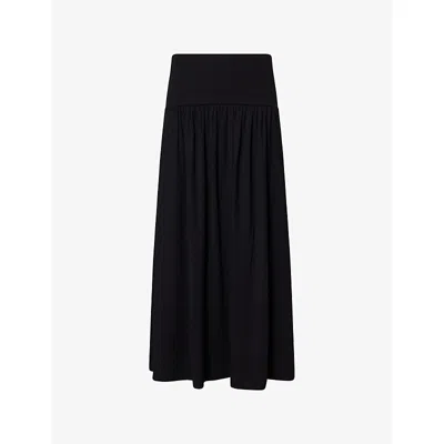 Me And Em And Em Womens Ribbed-waist Pleated Stretch-woven Maxi Skirt Black