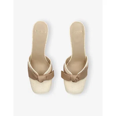 Valentino Womens Knotty 60 Crocodile-embossed Leather Block-heel Mules Cream Comb Eur 38/5 Uk
